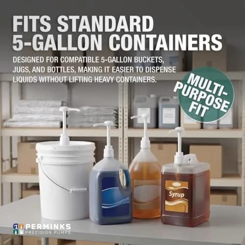 PERMINKS 5 Gallon Pump Dispenser (18.9 L / 12-Pack) | Dispenses Liquids from Buckets & Jugs thumbnail 2