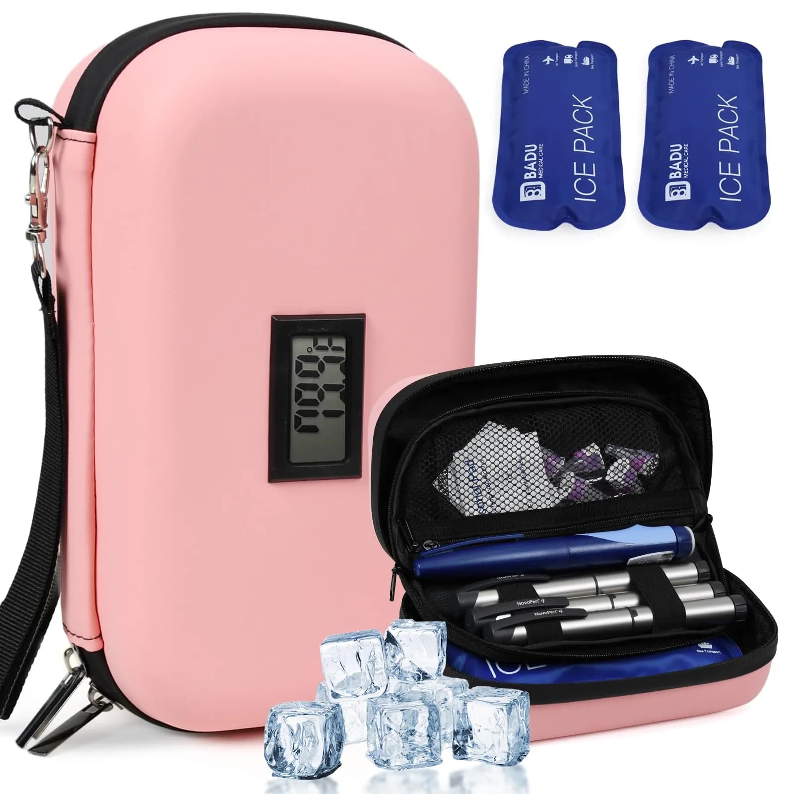 HIMDUZE Insulin Cooler Travel Case 21.1cm x 14.1cm x 8.7cm (8.3"x4.7"x3.4") | TSA Approved for Travel — Pink