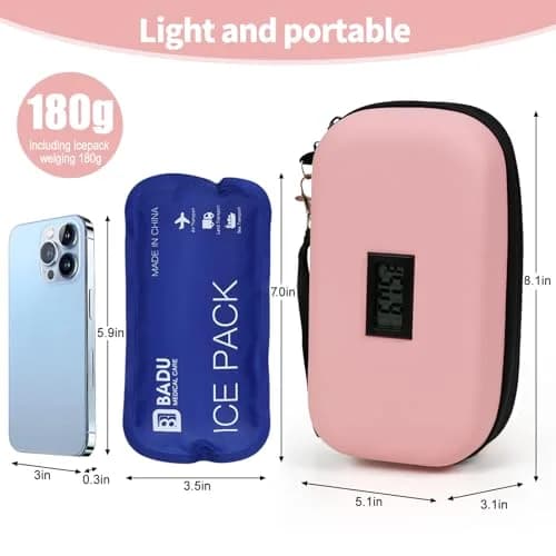 HIMDUZE Pink Carrier Bag Case 131.77 cu in | TSA Approved Insulin Travel Cooler thumbnail 4