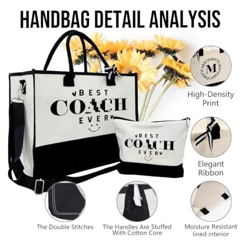 SUSZDOU Canvas Beach Tote Bag with Matching Makeup Pouch | Large Capacity, Waterproof, Reusable thumbnail 5