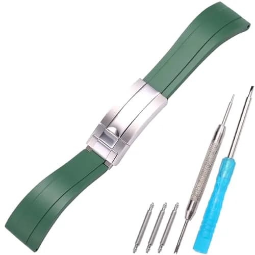 Feyert MilitaryGreen Rubber Watch Band 20mm (0.79in) | Compatible with Rolex Daytona Yachtmaster thumbnail 1