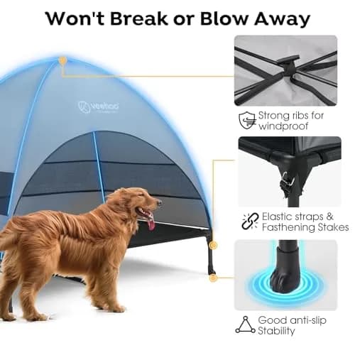 Veehoo Elevated Dog Bed with Canopy, Cooling Outdoor Pet Cot 124cm x 84cm x 108cm | Heavy Duty 68kg Capacity thumbnail 5