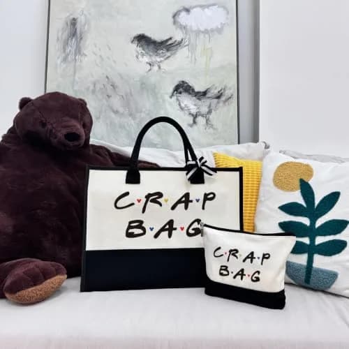 SUSZDOU Crap Bag - Gifts for Women - Initial Jute Tote & Makeup Bag 17x12.6x7.9in | Reusable Grocery Tote & Gift thumbnail 3