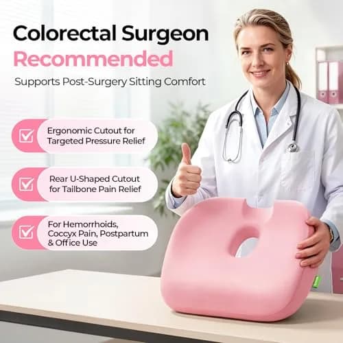 AUVON Donut Seat Cushion for Tailbone Pain Relief, Orthopedic Memory Foam Coccyx Pillow 42cm x 41cm (17.2''L x 16.2''W) thumbnail 8