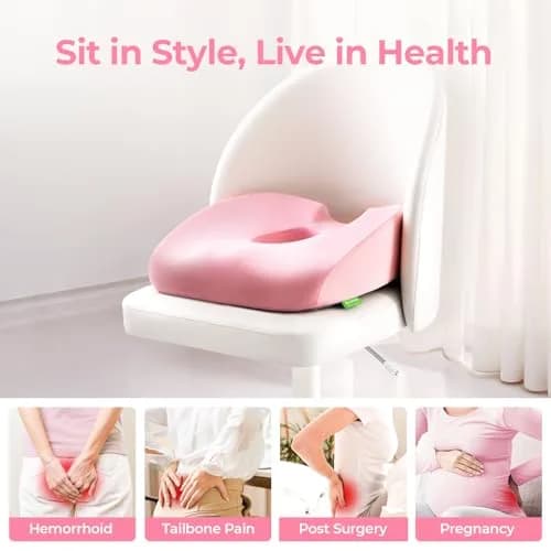 AUVON Donut Seat Cushion for Tailbone Pain Relief, Orthopedic Memory Foam Coccyx Pillow 42cm x 41cm (17.2''L x 16.2''W) thumbnail 2