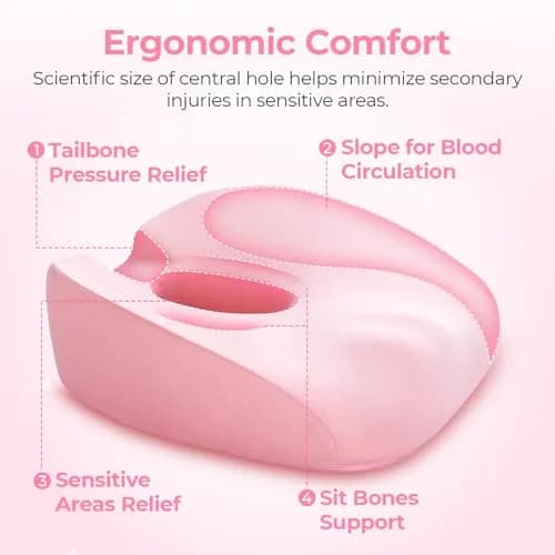 AUVON Donut Seat Cushion for Tailbone Pain Relief, Orthopedic Memory Foam Coccyx Pillow 42cm x 41cm (17.2''L x 16.2''W) thumbnail 3