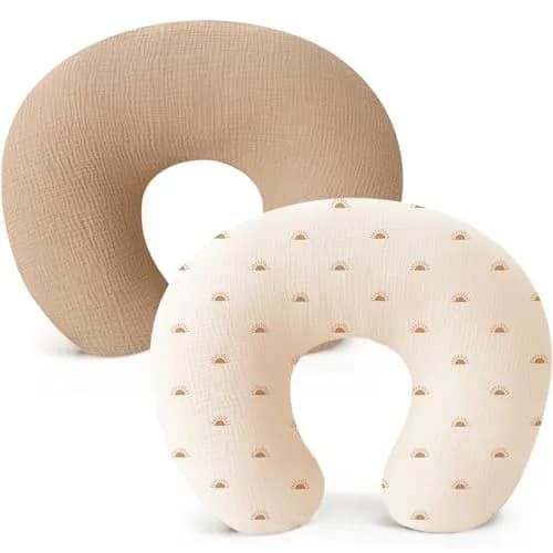 Konssy 2-Pack Muslin Nursing Pillow Covers | Sun Soft Slipcover for Baby thumbnail 1