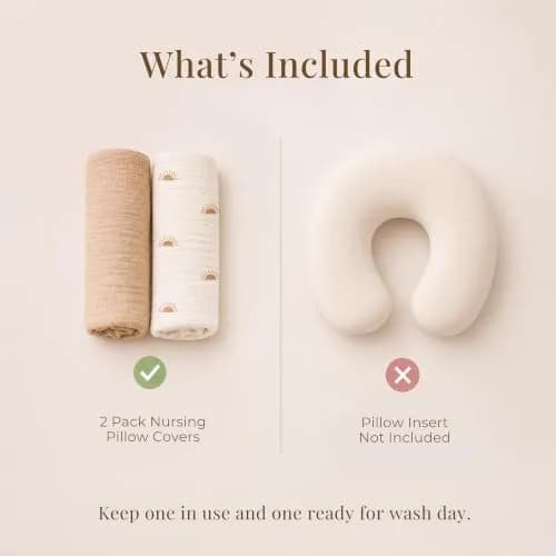 Konssy 2-Pack Muslin Nursing Pillow Covers | Sun Soft Slipcover for Baby thumbnail 3