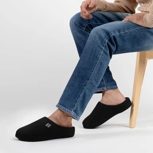 RockDove Men's Original Two-Tone Memory Foam Slipper, Size 7-8 (Black/Grey) | Comfortable Indoor/Outdoor Footwear thumbnail 2