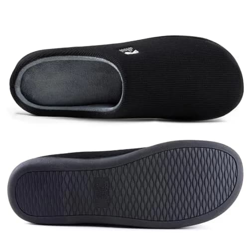 RockDove Men's Original Two-Tone Memory Foam Slipper, Size 7-8 (Black/Grey) | Comfortable Indoor/Outdoor Footwear thumbnail 3