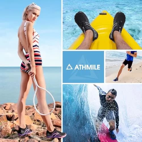 ATHMILE Water Shoes for Women Men Beach Swim Pool Quick Dry | Anti-slip Toe Cap thumbnail 7