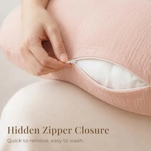 Konssy 2-Pack Muslin Nursing Pillow Covers, Floral Soft Slipcover for Baby | 25" x 18" | 100% Cotton, Zipper thumbnail 7