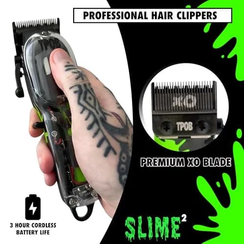 TPOB Slime 2 Barber Hair Clippers for Men 6800 RPM with Matte Black Case & X Fade Blade | Professional Cordless Hair Cutting Set thumbnail 2