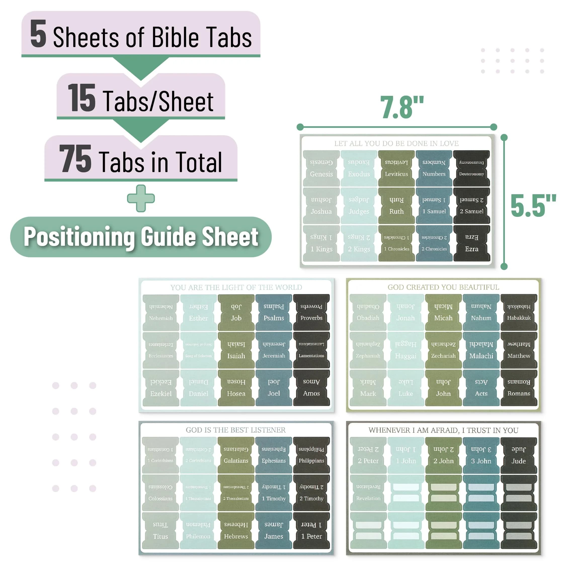 Mr. Pen Bible Tabs Frozen Lake Theme, 75 Tabs, Large Print Bible Index Tabs for Study Bible thumbnail 2