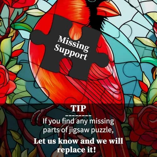 PICKFORU Stained Glass Puzzle Bird 1000 Pieces Round Cardinal Flower Puzzle | Educational Skill Building thumbnail 7