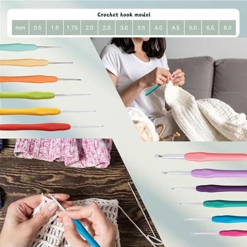 Yarniss Complete Crochet Kit for Beginners | 12 Ergonomic Hooks, 15 Yarn Colors, Storage Bag thumbnail 4