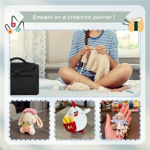Yarniss Complete Crochet Kit for Beginners | 12 Ergonomic Hooks, 15 Yarn Colors, Storage Bag thumbnail 7