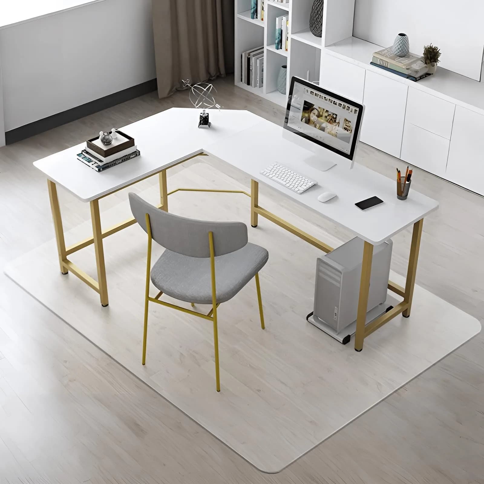 Kuyal Clear Chair Mat for Hardwood Floor 129.5cm x 160cm (51" x 63") | Protects Floors from Scratches & Scuffs