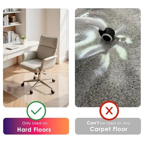 Kuyal Clear Chair Mat for Hardwood Floor 129.5cm x 160cm (51" x 63") | Protects Floors from Scratches & Scuffs thumbnail 2