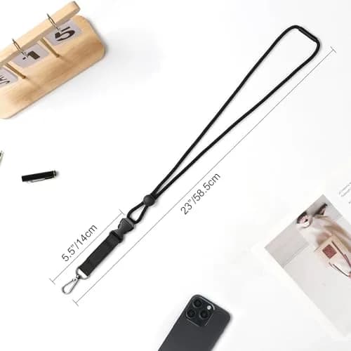 JINEASY ID Black Leather Badge Holder with Breakaway Lanyard & Metal Clip, 7 x 11 cm (2.7 x 4.3 inch) | Genuine Leather, Detachable Buckle thumbnail 3