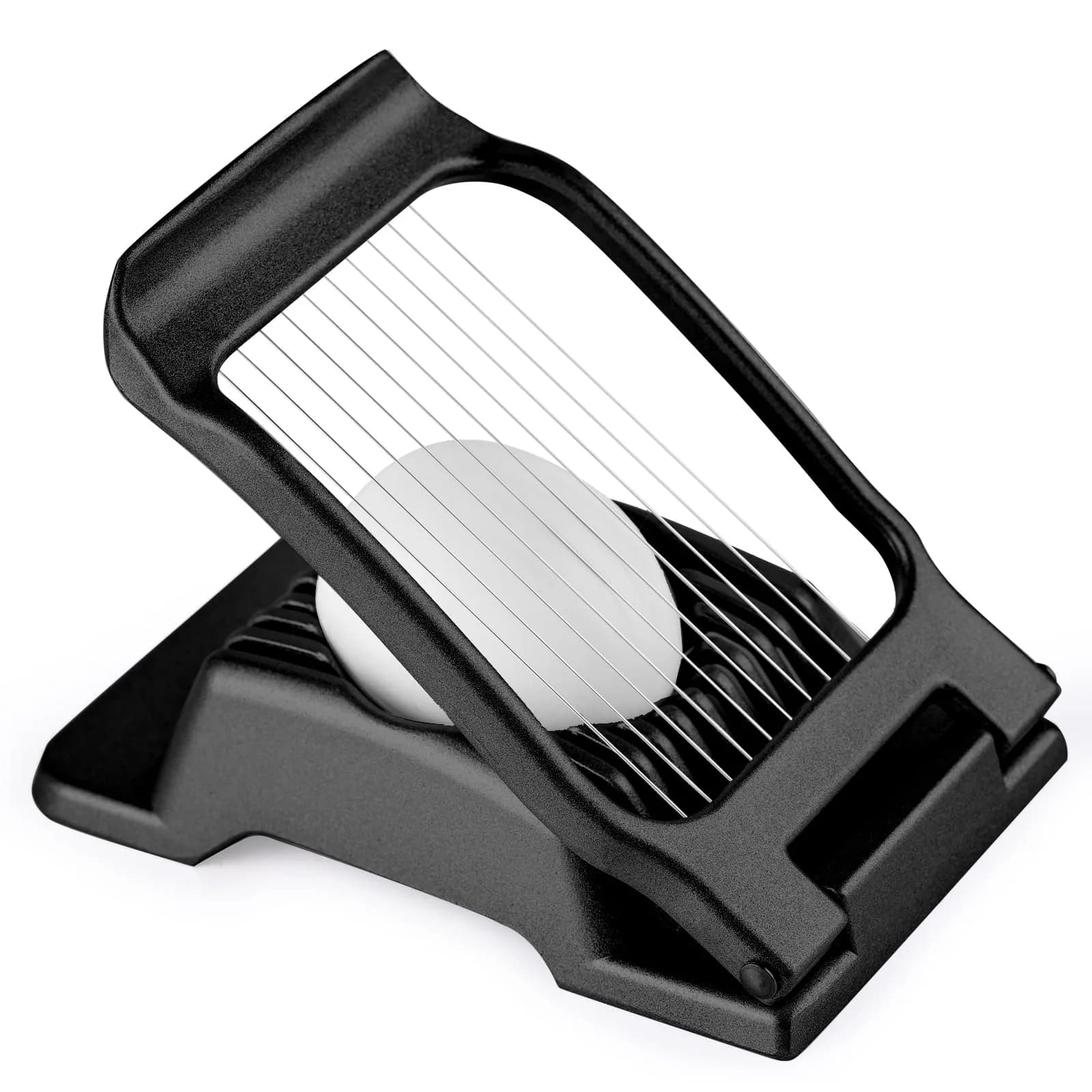 REDSETS Multipurpose Heavy Duty Aluminium Egg Slicer with Stainless Steel Wire | Slices 11 Egg Pieces — Black
