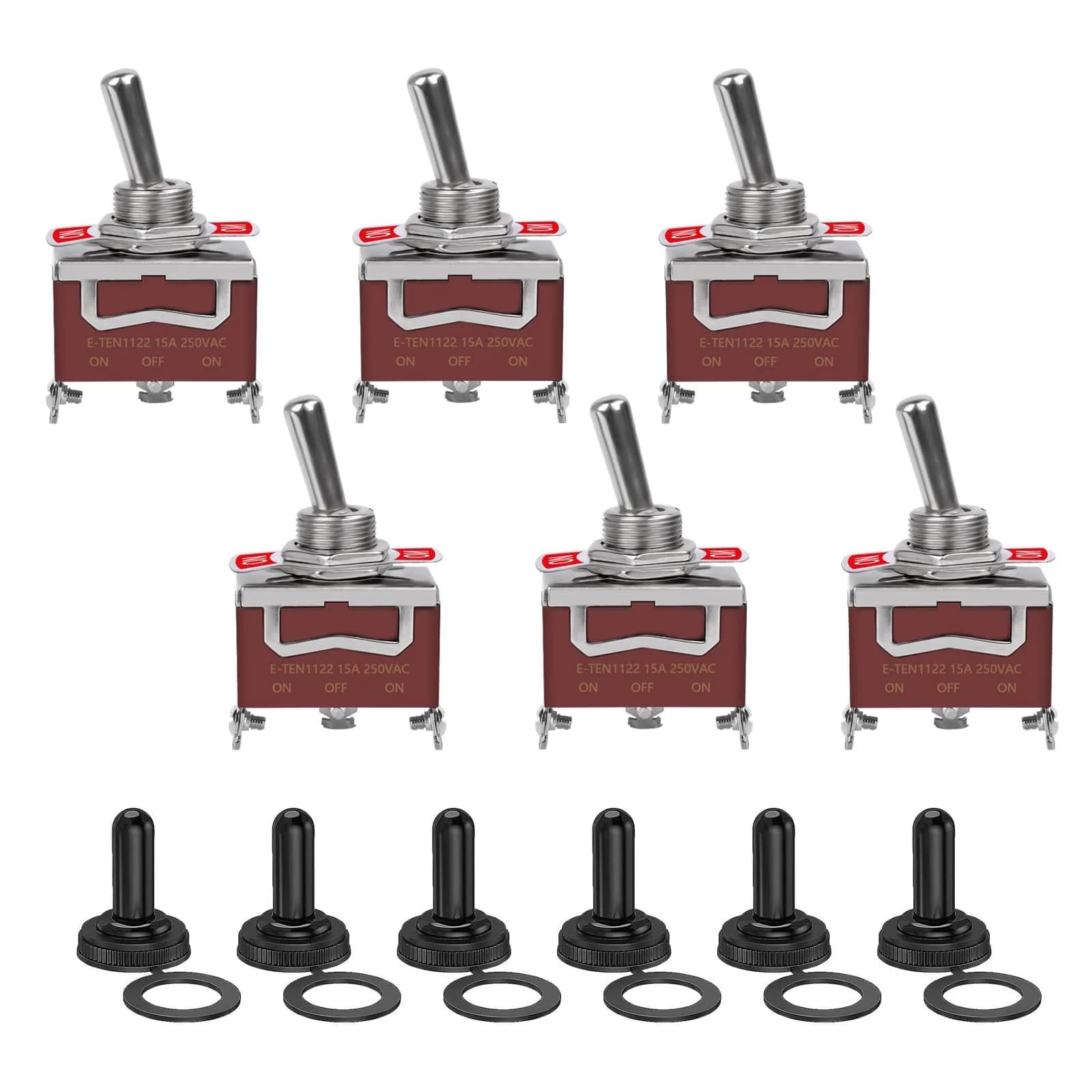 COROTC 6 Pack Toggle Switch 12V DC 30A | Heavy Duty Marine Waterproof SPDT
