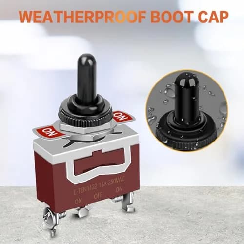 COROTC 6 Pack Toggle Switch 12V DC 30A | Heavy Duty Marine Waterproof SPDT thumbnail 4