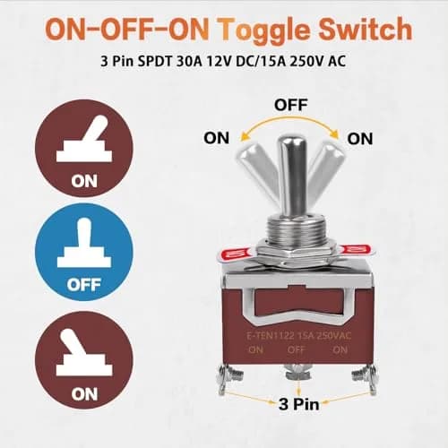 COROTC 6 Pack Toggle Switch 12V DC 30A | Heavy Duty Marine Waterproof SPDT thumbnail 2