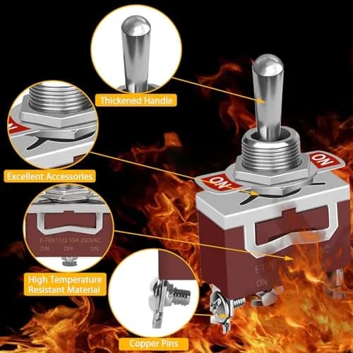COROTC 6 Pack Toggle Switch 12V DC 30A | Heavy Duty Marine Waterproof SPDT thumbnail 3