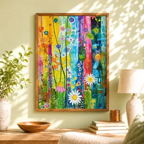 Cross & Glory City Garden Rainbow Retreat 1000-Piece Puzzle | Vibrant Urban & Floral Scene thumbnail 3
