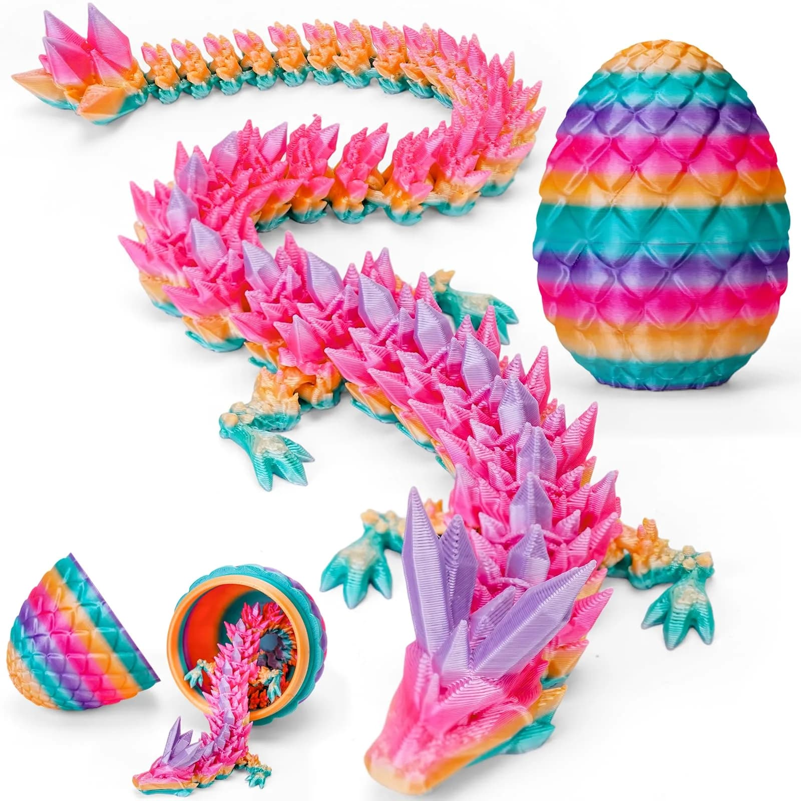 TBOLINE 12" Articulated Crystal Dragon Egg Toy | ASTM-Certified PLA, Non-Toxic, Surprise Reveal