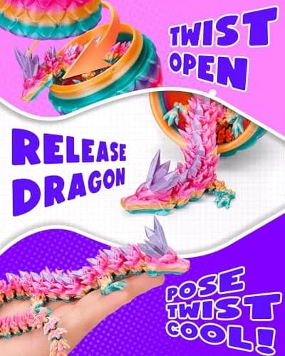 TBOLINE 12" Articulated Crystal Dragon Egg Toy | ASTM-Certified PLA, Non-Toxic, Surprise Reveal thumbnail 4