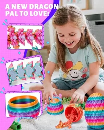TBOLINE 12" Articulated Crystal Dragon Egg Toy | ASTM-Certified PLA, Non-Toxic, Surprise Reveal thumbnail 2