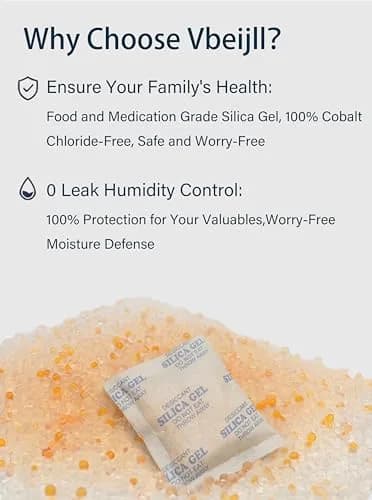Vbeijll 5 Gram Silica Gel Packets (50 Pack) Moisture Absorbers for Lab & Home thumbnail 3