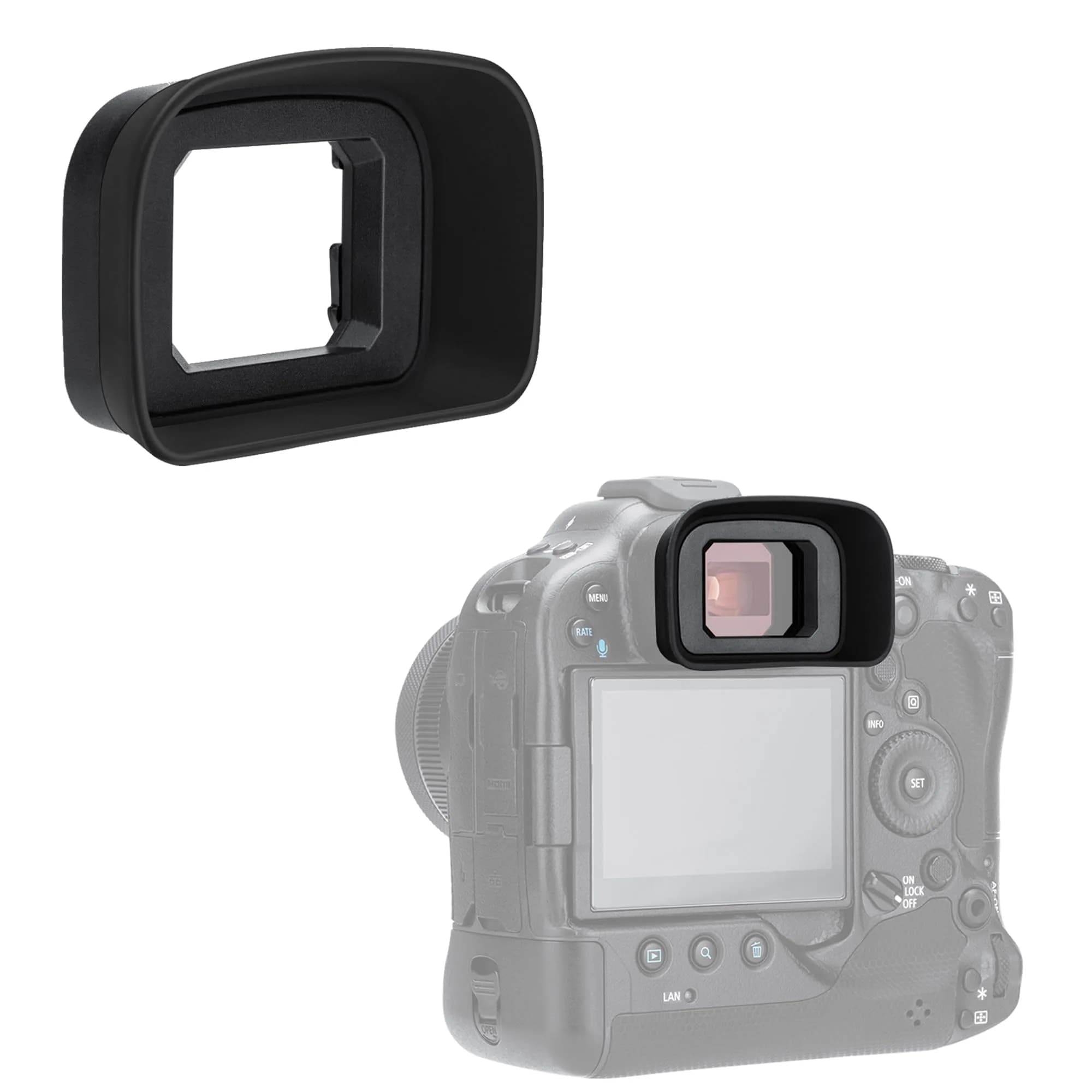 KIWIFOTOS Long Soft EF Eyecup Viewfinder for Canon Rebel T7 T6 EOS 90D 80D | Blocks Stray Light for Clearer View — Black