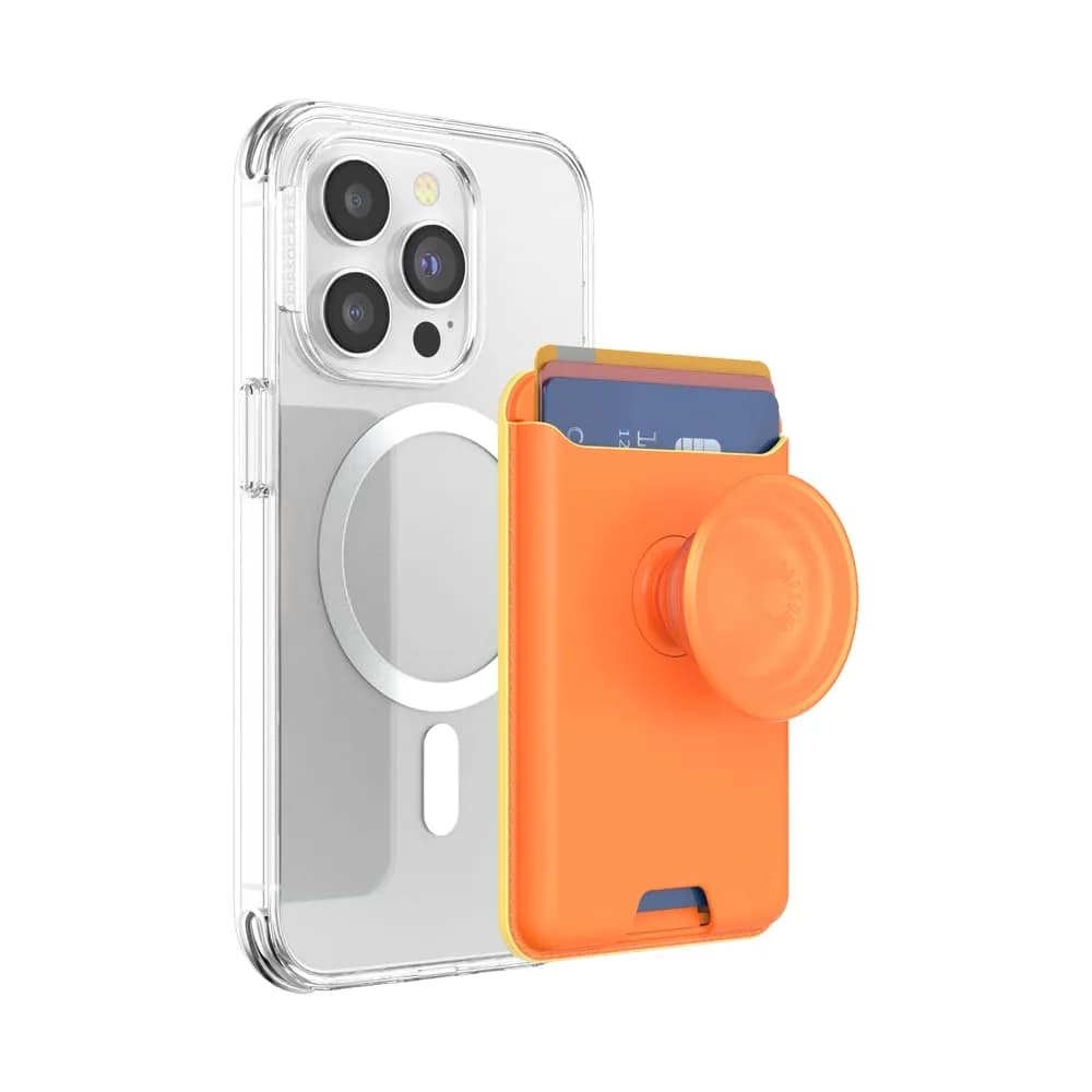 PopSockets Phone Wallet for MagSafe with Grip- Canteloupe | Slim Magnetic Wallet & Card Holder for MagSafe iPhones & Android - main product image