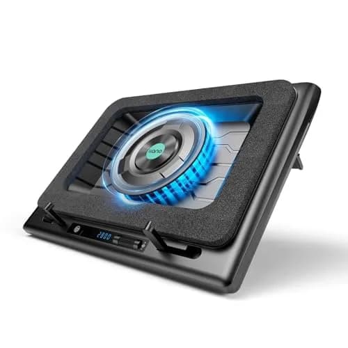 llano V12 Laptop Cooling Pad, Gaming Laptop Cooler Stand with 5.5in Turbo Fan & Adjustable Height, 15-19" Laptops, Black thumbnail 1