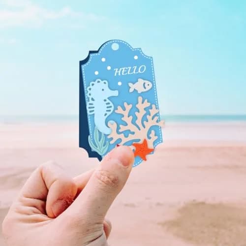 INFUNLY Ocean Theme Metal Cutting Dies Set 2PCS 19.8cm x 11.3cm | Sea Animal Die Cuts for Card Making thumbnail 8
