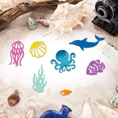INFUNLY Ocean Theme Metal Cutting Dies Set 2PCS 19.8cm x 11.3cm | Sea Animal Die Cuts for Card Making thumbnail 9