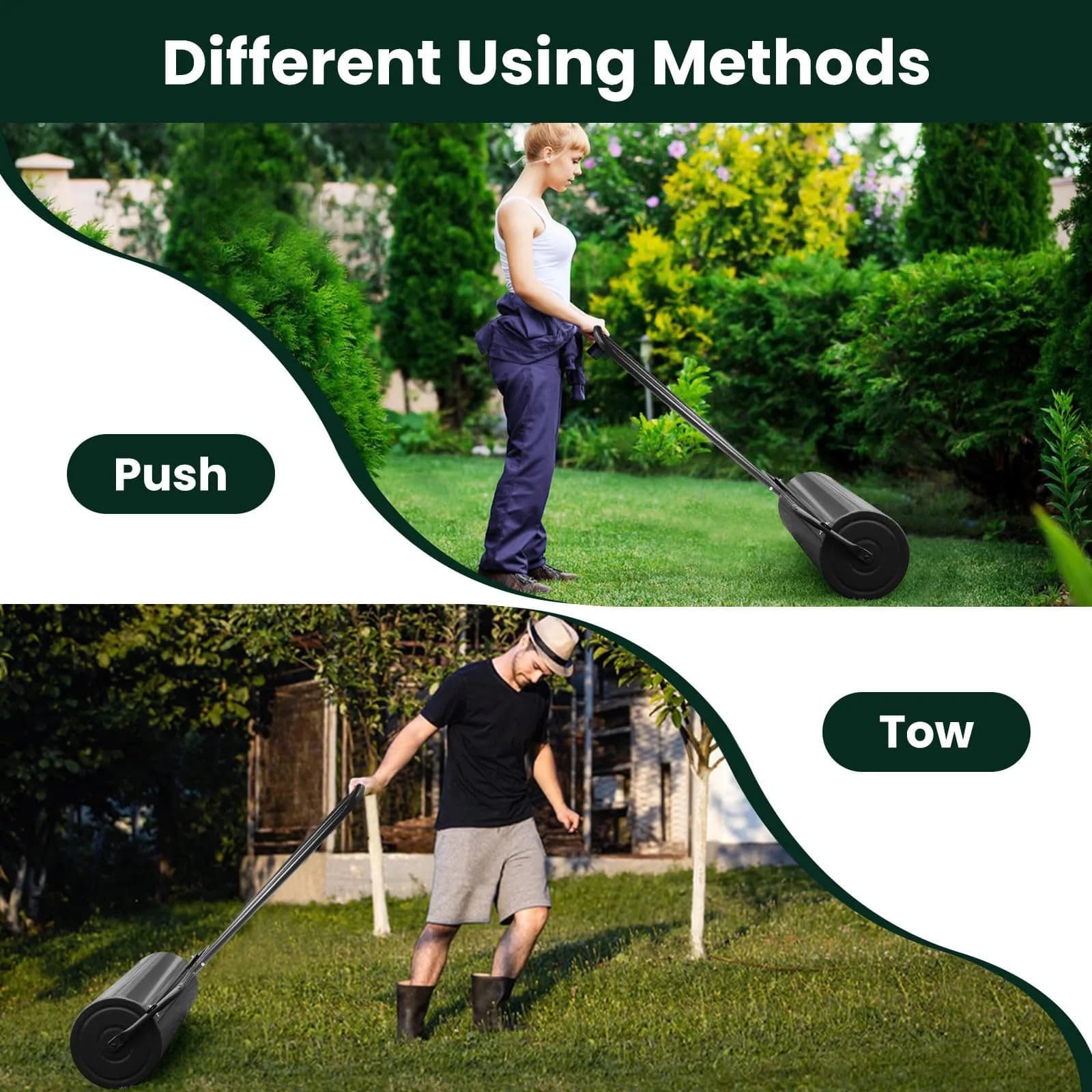 ARNOT Lawn Roller 13x24-Inch | Heavy-Duty Steel Garden Drum for Leveling & Seeding thumbnail 4