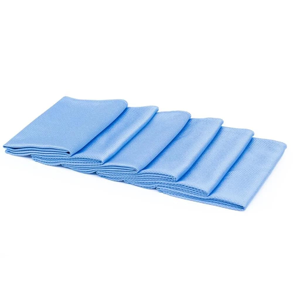 The Rag Company Diamond Weave Glass & Window Towel 40cm x 40cm (16in x 16in) Blue (6-Pack) | Streak-Free Shine for Mirrors & Chrome - main product image