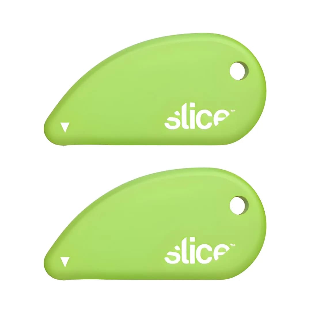 Slice Micro Safety Cutter | Ceramic Box Cutter Lasting 11x Longer | Keychain Utility Knife | 2 Pack | Green
