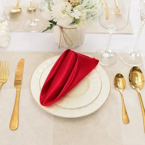 Eychei Satin Napkins, Red, 17" x 17" | Elegant, Durable Polyester for Home & Commercial Use thumbnail 4