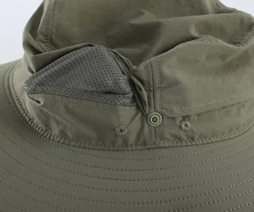 Connectyle UPF 50+ Sun Hat for Men & Women, Light Army Green, 7.5 cm (3.0" Brim) | Breathable Nylon Safari Hat for UV Protection thumbnail 4