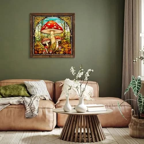 PPuzzling Vintage Mushroom Puzzle 1000 Pieces | Challenging Retro Stained Glass Art (23.85in x 23.85in) thumbnail 6
