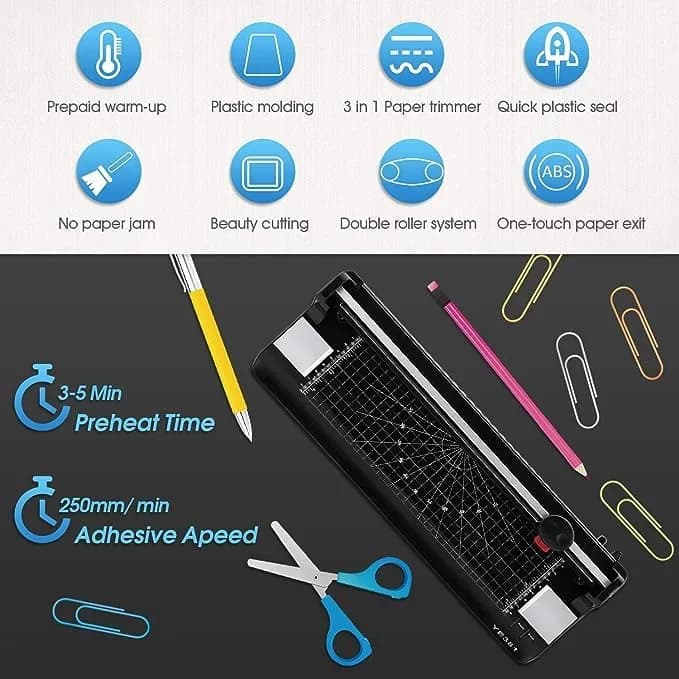 Eficentline YE381 Laminator Machine with 70 Pouches, Paper Trimmer & Corner Rounder | 297mm Max Width thumbnail 5