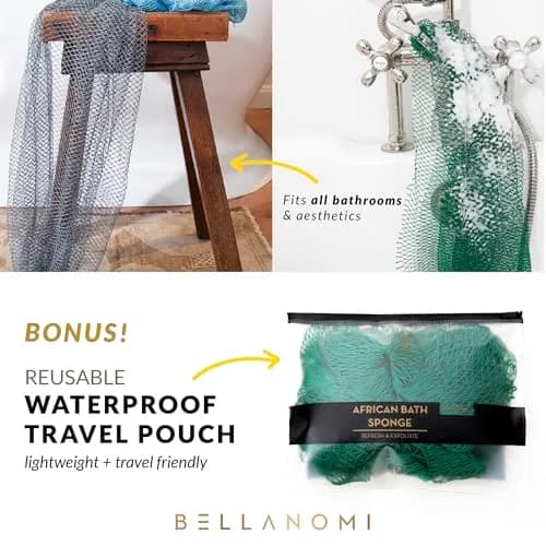 Bellanomi African Exfoliating Net Sponge Orange 114 cm (45 inches) | Authentic Sapo for Deep Exfoliation thumbnail 5