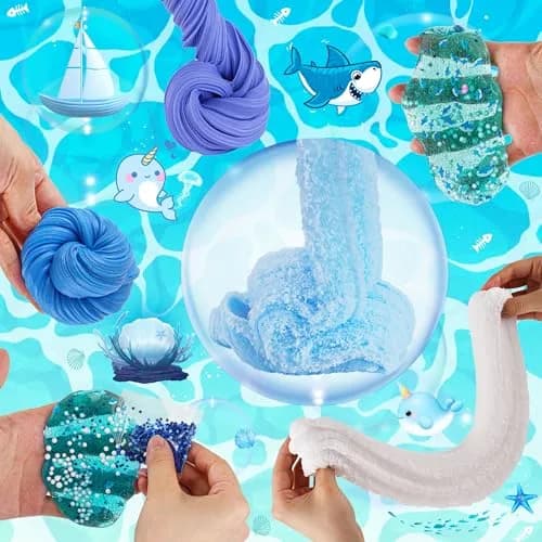 LAWOHO Blue Ocean Slime Kit 360ml (12.17 Fl Oz) | ASTM-Tested Non-Toxic Butter Cloud Crystal Slime thumbnail 4