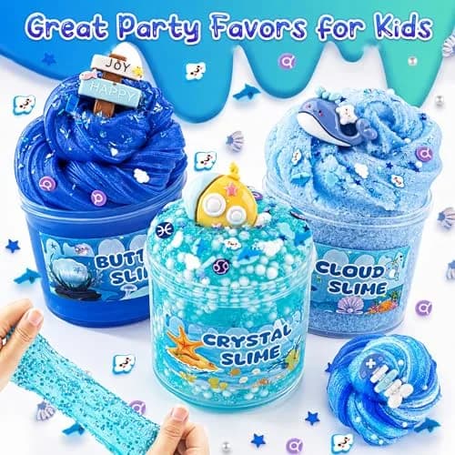 LAWOHO Blue Ocean Slime Kit 360ml (12.17 Fl Oz) | ASTM-Tested Non-Toxic Butter Cloud Crystal Slime thumbnail 5