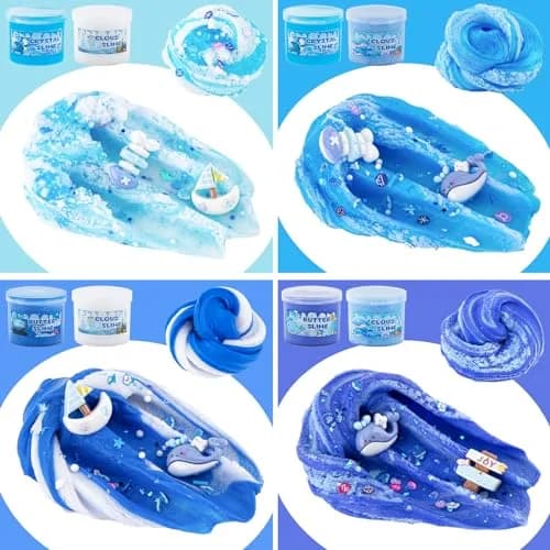 LAWOHO Blue Ocean Slime Kit 360ml (12.17 Fl Oz) | ASTM-Tested Non-Toxic Butter Cloud Crystal Slime thumbnail 7